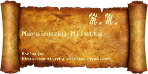 Marsinszky Miletta névjegykártya